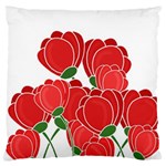 Red floral design Large Cushion Case (One Side)