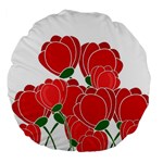 Red floral design Large 18  Premium Round Cushions