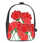 Red floral design School Bags (XL) 