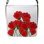 Red floral design Flap Messenger Bag (L) 