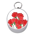 Red floral design Mini Silver Compasses