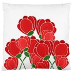 Red floral design Large Flano Cushion Case (One Side)