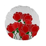 Red floral design Standard 15  Premium Flano Round Cushions