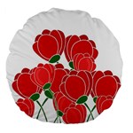 Red floral design Large 18  Premium Flano Round Cushions
