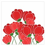 Red floral design Large Satin Scarf (Square)