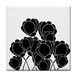 Black flowers Tile Coasters