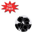 Black flowers 1  Mini Buttons (100 pack) 