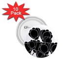 Black flowers 1.75  Buttons (10 pack)