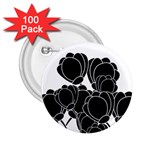 Black flowers 2.25  Buttons (100 pack) 