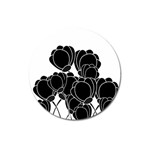 Black flowers Magnet 3  (Round)