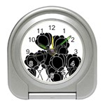 Black flowers Travel Alarm Clocks