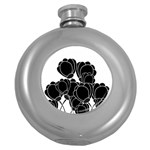 Black flowers Round Hip Flask (5 oz)