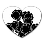Black flowers Heart Mousepads