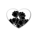 Black flowers Heart Coaster (4 pack) 