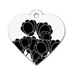 Black flowers Dog Tag Heart (Two Sides)