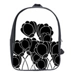 Black flowers School Bags(Large) 