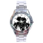 Black flowers Stainless Steel Analogue Watch