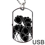 Black flowers Dog Tag USB Flash (Two Sides) 