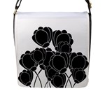 Black flowers Flap Messenger Bag (L) 
