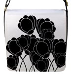 Black flowers Flap Messenger Bag (S)