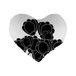 Black flowers Standard 16  Premium Flano Heart Shape Cushions