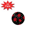 Red roses 1  Mini Buttons (10 pack) 