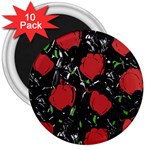 Red roses 3  Magnets (10 pack) 