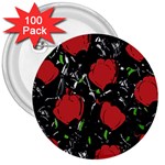 Red roses 3  Buttons (100 pack) 