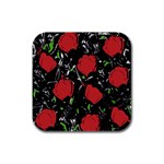 Red roses Rubber Square Coaster (4 pack) 