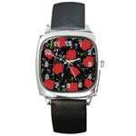 Red roses Square Metal Watch