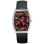 Red roses Barrel Style Metal Watch