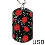 Red roses Dog Tag USB Flash (One Side)