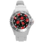 Red roses Round Plastic Sport Watch (L)