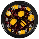 Yellow roses  Wall Clocks (Black)