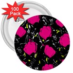 Pink roses  3  Buttons (100 pack) 