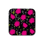 Pink roses  Rubber Square Coaster (4 pack) 