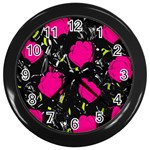 Pink roses  Wall Clocks (Black)