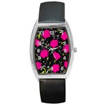 Pink roses  Barrel Style Metal Watch