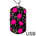 Pink roses  Dog Tag USB Flash (Two Sides) 