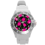 Pink roses  Round Plastic Sport Watch (L)