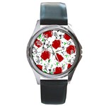 Red roses 2 Round Metal Watch