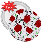 Red roses 2 3  Buttons (10 pack) 