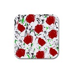 Red roses 2 Rubber Square Coaster (4 pack) 