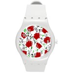 Red roses 2 Round Plastic Sport Watch (M)