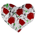 Red roses 2 Large 19  Premium Heart Shape Cushions