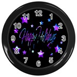 Happy Holidays 6 Wall Clocks (Black)
