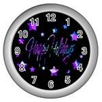 Happy Holidays 6 Wall Clocks (Silver) 