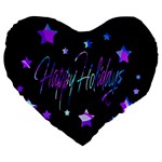 Happy Holidays 6 Large 19  Premium Flano Heart Shape Cushions