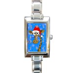Xmas giraffe - blue Rectangle Italian Charm Watch