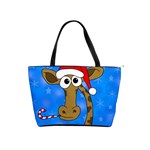Xmas giraffe - blue Shoulder Handbags